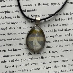 Upcycled Art Pendant Necklace 🖼️ La Grande Jatte Georges Seurat